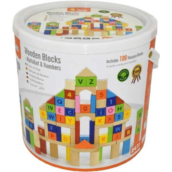 Viga Wooden Toys Alphabet & Numbers Blocks 100pc