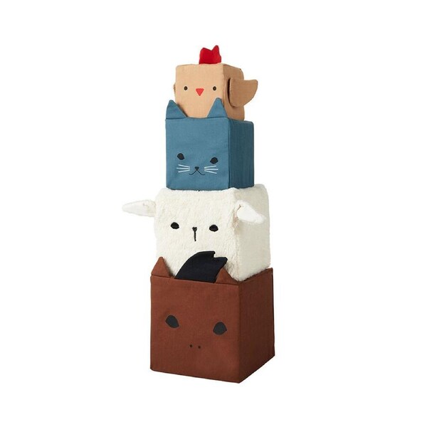 4pc Fabelab Soft Blocks Newborn Baby Sensory Tactile Activity Toy Farm Animals