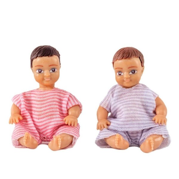 2pc Lundby Toddler Baby Dolls 1:18 Kids Dollhouse Miniature Toy 9x30cm 3y+