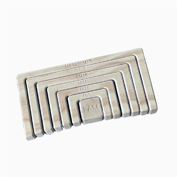 In-Wood Square Affirmation Wooden Rainbow Kids Stacking Toy 24.5x12cm 3y+