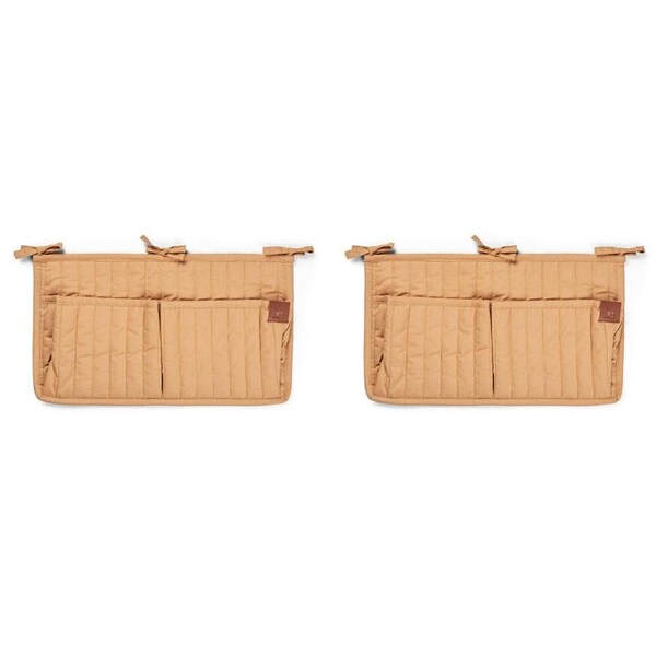 2PK Fabelab 100% Cotton Quilted Crib or Wall Pocket Storage Small Caramel