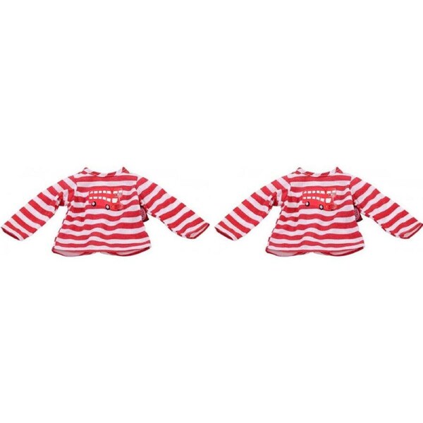 2PK Gotz Wardrobe Red Stripy T-Shirt w/ Bus Baby Doll Clothes 30-33cm