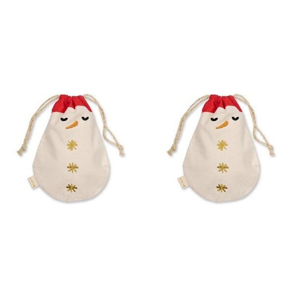 2PK Fabelab Christmas Gift Bag String Pouch Xmas Decoration 22x32cm Snowman