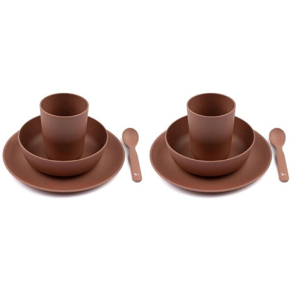 2x 4pc Fabelab Newborn Baby Plastic Meal Plate Bowl Spoon & Cup Dinnerware Clay