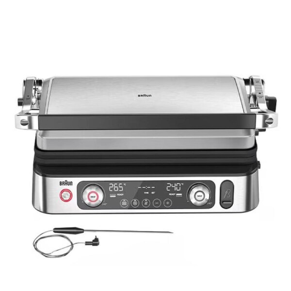 Braun MultiGrill 9 Pro Electric Grill BBQ Sandwich Press with Thermoprobe 2200W Black/Stainless Steel CG9160