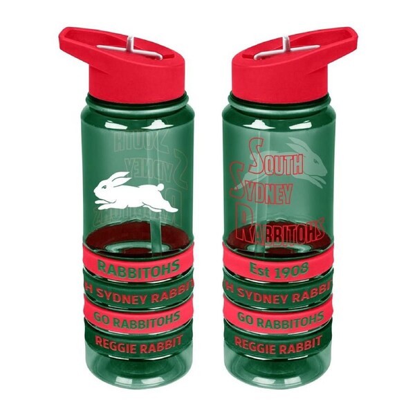 South Sydney Rabbitohs NRL Tritan Drink Water Bottle with Wrist Bands