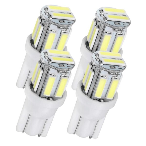 [4 Pack] T10 W5W LED Car Bulbs - 7020 10-SMD Cool White Wedge Lights for Dome, Map, Interior & License Plates