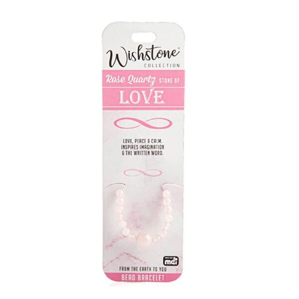 Wishstone Rose Quartz Stone Beaded Bracelet Women's Jewellery 4x6x1cm