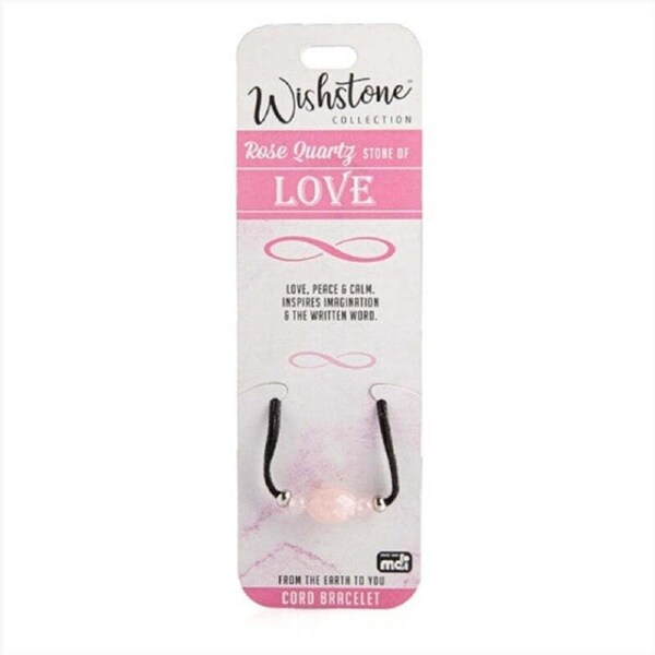 Wishstone Rose Quartz Leather Cord Bracelet Women's Jewellery 5x9x1cm