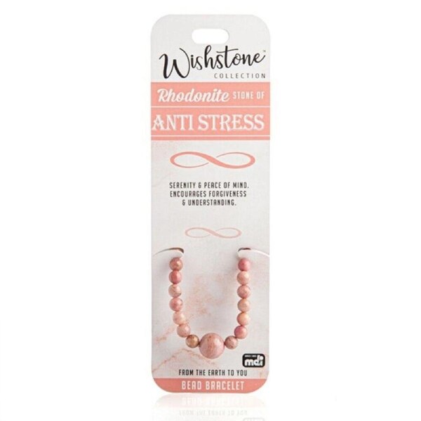 Wishstone Rhodonite Stone Beaded Bracelet Women's Jewellery 4x6x1cm