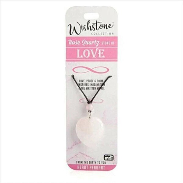 Wishstone Rose Quartz Leather Cord Heart Pendant Women's Necklace 3x19x1cm