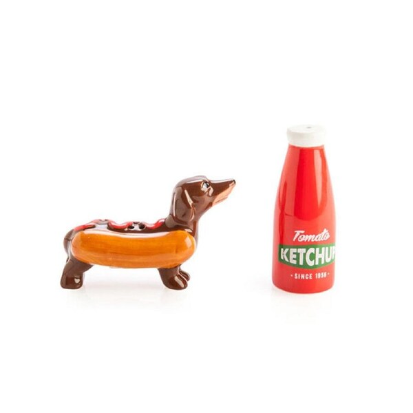 2pc Flavour Mates 3D Salt & Pepper Shaker Set 11x11x5.5cm Sausage Dog Ketchup
