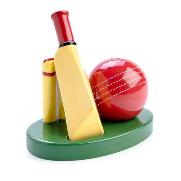 2pc Flavour Mates 3D Salt & Pepper Shaker Set 12.6x7.7x11.1cm Cricket Ball Bat