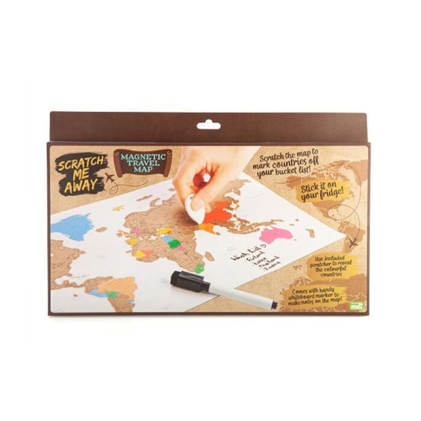 MDI Scratch Me Away Magnetic World Map Whiteboard 42.5x22.7x0.1cm