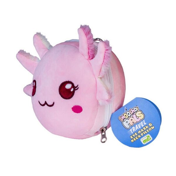 Smooshos Pal Velour Plushie Neck Pillow Kids Toy 17x15x10cm Travel Axolotl