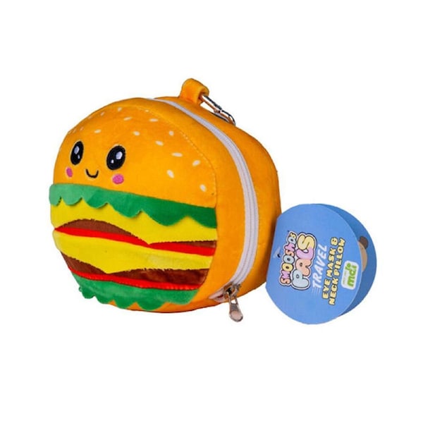 Smooshos Pal Velour Plushie Neck Pillow Kids Toy 17x15x10cm Travel Burger