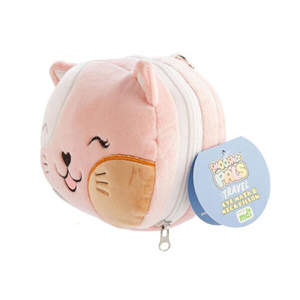 Smooshos Pal Velour Plushie Neck Pillow Kids Toy 17x15x10cm Travel Cat