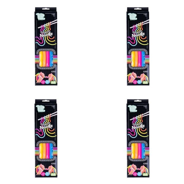 4x 6pc Pullie Pal Super Stretchy Thick Noodles Childrens Toy 25x1.2x1.2cm