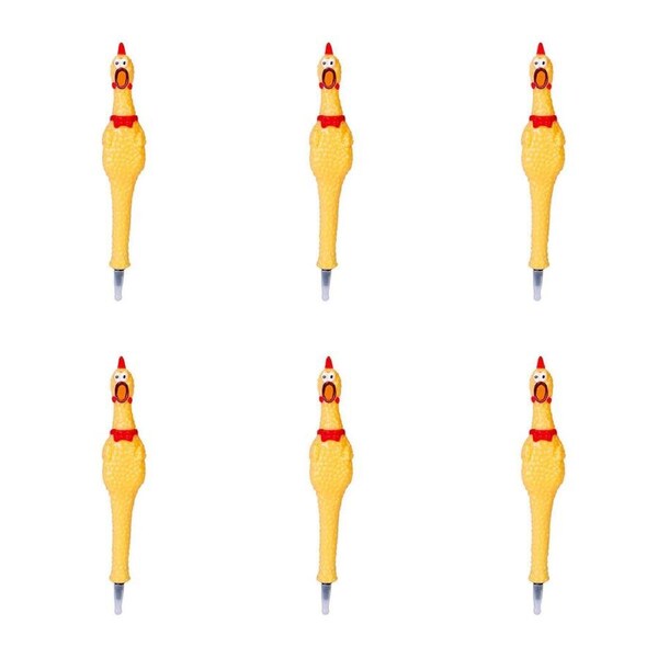 6PK MDI Furever Pets Screaming Chicken Kids Ballpoint Writing Pen 3x3.5x19cm