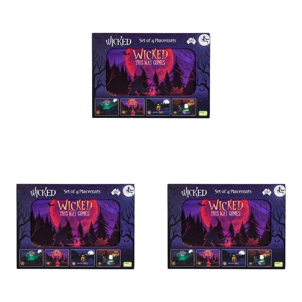 3x 4pc MDI Cord-Backed Heat-Resistant Placemat Set 29x21.5x0.5cm Wicked