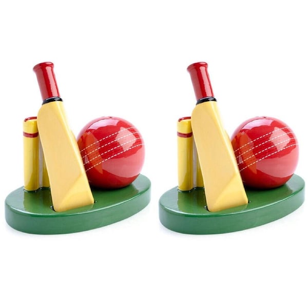 2x 2pc Flavour Mates Salt & Pepper Shaker Set 12.6x7.7x11.1cm Cricket Ball Bat