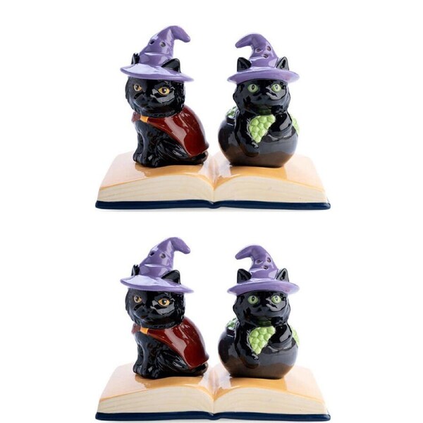 2x 2pc Flavour Mates 3D Salt & Pepper Shaker Set 14.5x8.5x11cm Black Cats