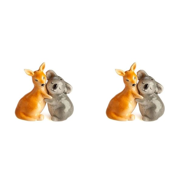 2x 2pc Flavour Mates Salt & Pepper Shaker Set 12x5.5x12cm Australiana Animals