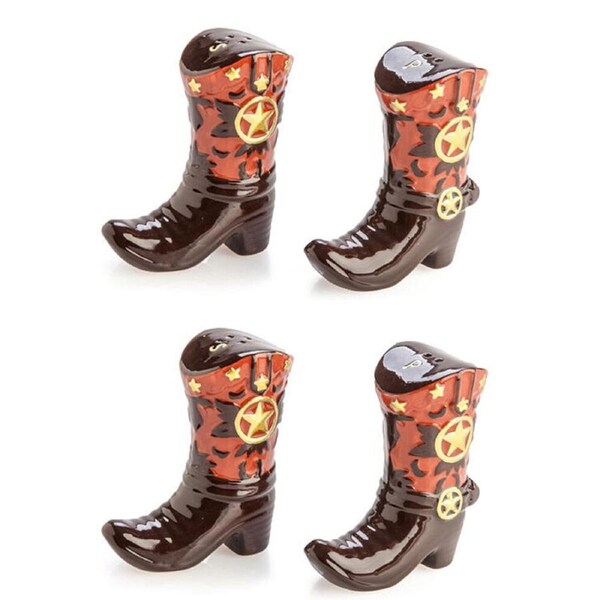 2x 2pc Flavour Mates 3D Salt & Pepper Shaker Set 9.5x4.3x8.5cm Cowboy Boots