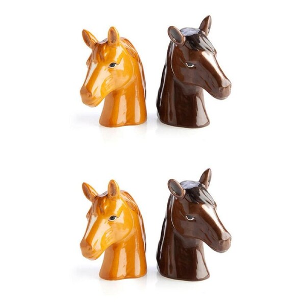 2x 2pc Flavour Mates 3D Salt & Pepper Shaker Duo Set 7.5x4x8.5cm Horse Heads