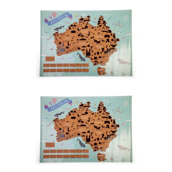 2PK MDI Large Scratch Away Map Australia Travel Poster 82.5x59.4x0.1cm