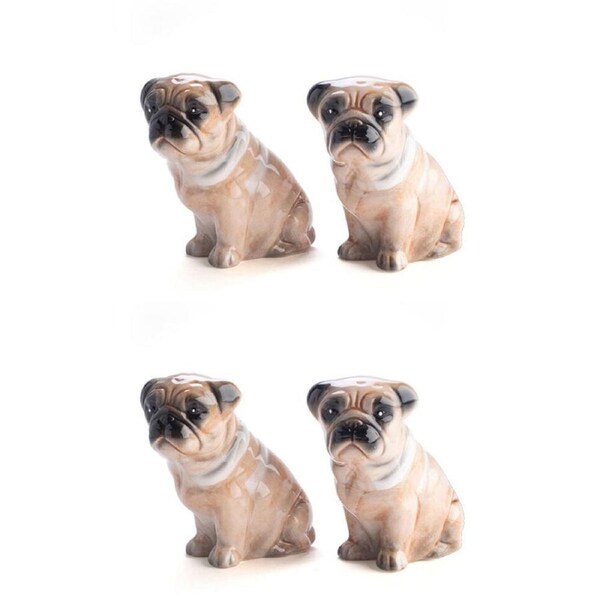 2x 2pc Flavour Mates Salt & Pepper Spice Shaker Duo Set 4x8x8cm Pug Dogs Pair