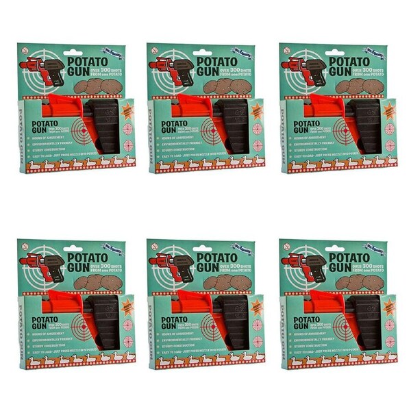 6PK MDI Classic Sturdy Potato Spud Shooter Gun Toy 17x2.5x10.5cm Black/Red