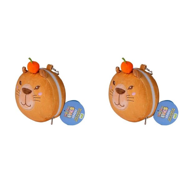 2PK Smooshos Pal Velour Plushie Neck Pillow Kids Toy 17x15x10cm Travel Capybara