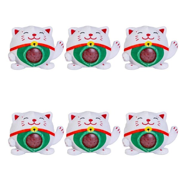 6PK PBJ Plush Ball Jellies Squishy Filled Childrens Toy 8x8x8cm Lucky Cat