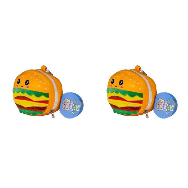 2PK Smooshos Pal Velour Plushie Neck Pillow Kids Toy 17x15x10cm Travel Burger