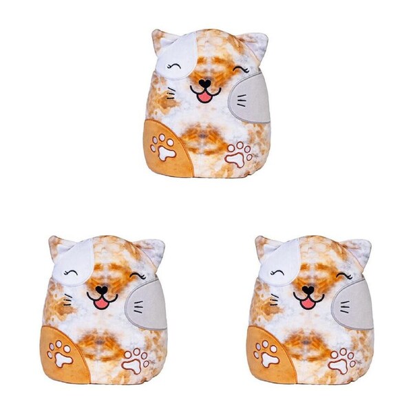 3PK Smooshos Pal Squishy Velour Plushie Kids Toy 22x16x22cm Tie Dye Cat V2