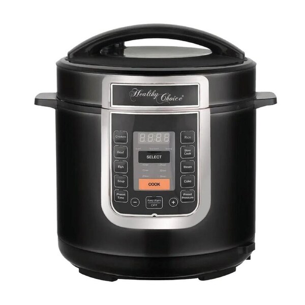 Healthy Choice 1000W Electric Multifunction Slow/Pressure Cooker 6L Black/Silver