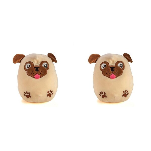 2PK Smooshos Pal Squishy Super Soft Velour Plushie Kids Toy 22x16x22cm Pug