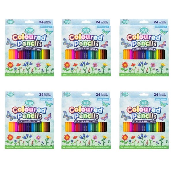 6PK 24PK Boyle Coloured Pencil Set - Classic Collection Non-Toxic 3y+