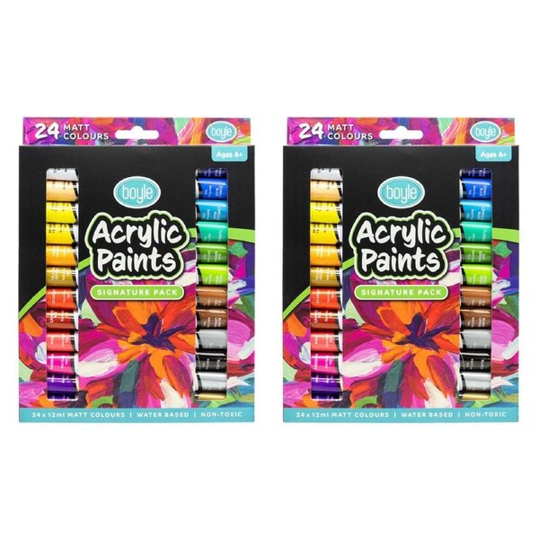 2x 24PK Boyle Acrylic Paints Colour Set Signature Pack Non-Toxic/Water Based 6y+