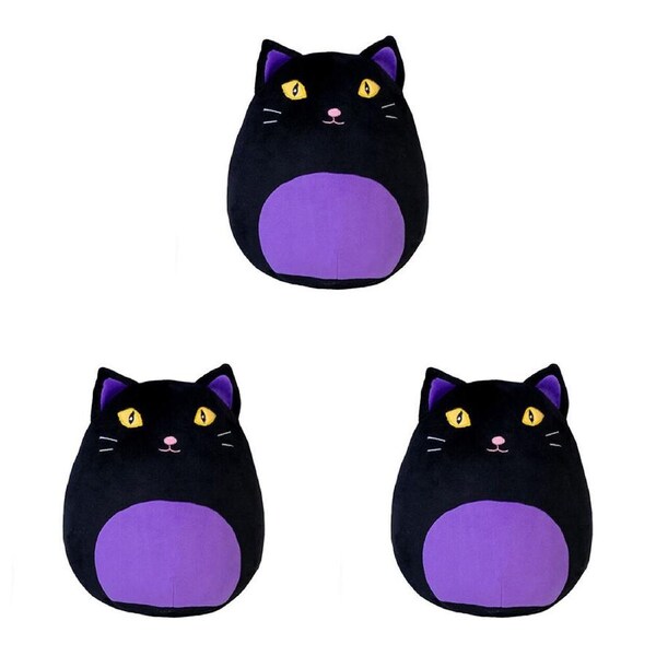 3PK Smooshos Pal Squishy Super Soft Velour Plushie Kids Toy 22x16x22cm Black Cat