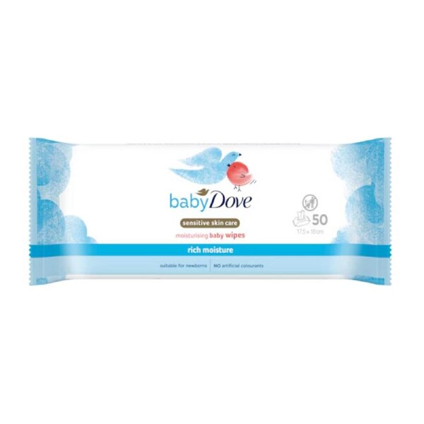 Dove Baby Wipes Rich Moisture Sensitive Skin Pack of 50