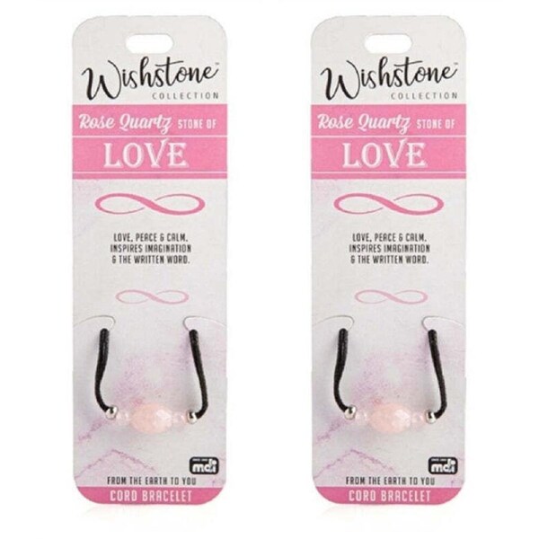 2PK Wishstone Rose Quartz Leather Cord Bracelet Women's Jewellery 5x9x1cm