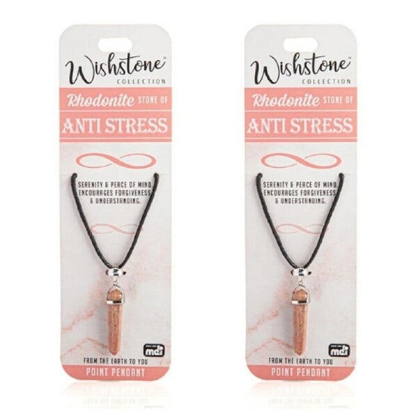 2PK Wishstone Rhodonite Point Pendant Necklace Women's Jewellery 1x18x1cm