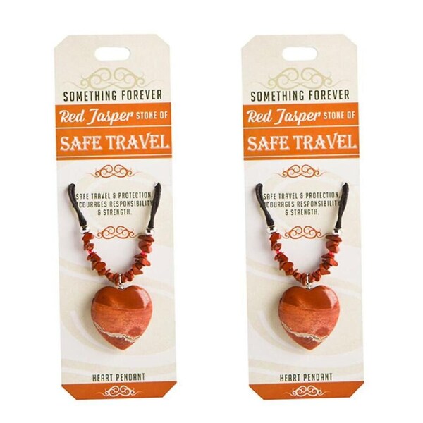 2PK Wishstone Red Jasper Heart Pendant Necklace Women's Jewellery 3x19x1cm