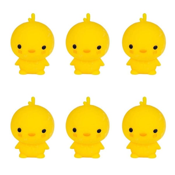 6PK Smooshos Yellow Baby Chicken Squishy Ball Childrens Toy 6.1x5.4x7cm