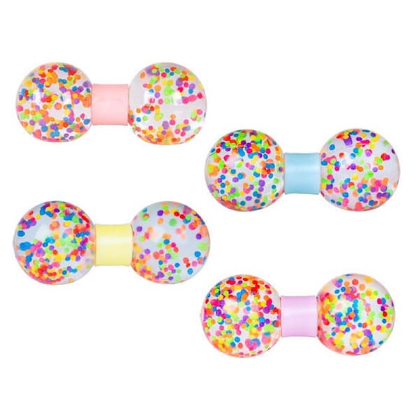 4PK Smooshos Dumbbell Colorful Beads Squishy Ball Childrens Toy 12x5.5x5.5cm