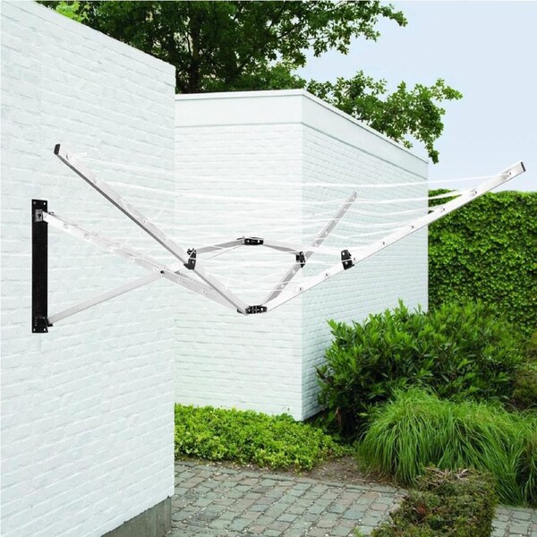 24m Folding Dryer for Laundry & Washing - Wall Mounted 5 Arm Clothes Airer