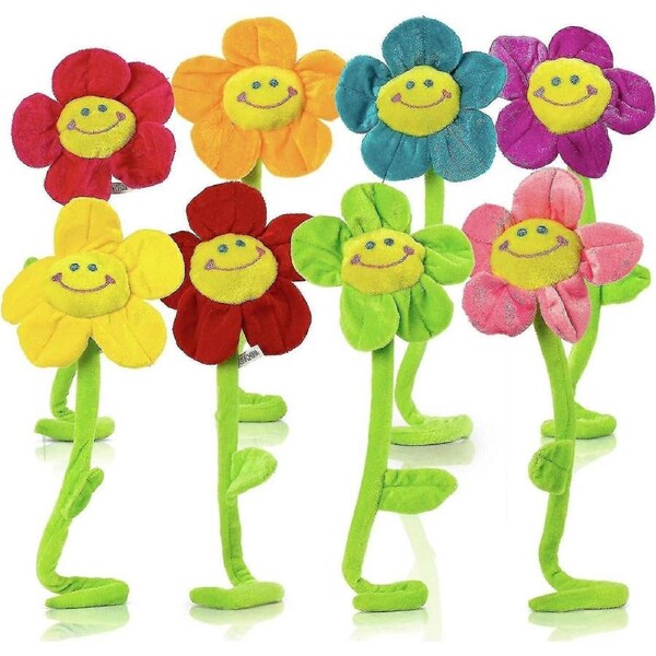 JOYBUY Plush Flowers Bendable Stems Colorful Stuffed Flower Plush Toy Durable Plush Daisy Bouquet With Happy Smiley Toy Flower Sunflower Plush Gift For Kids
