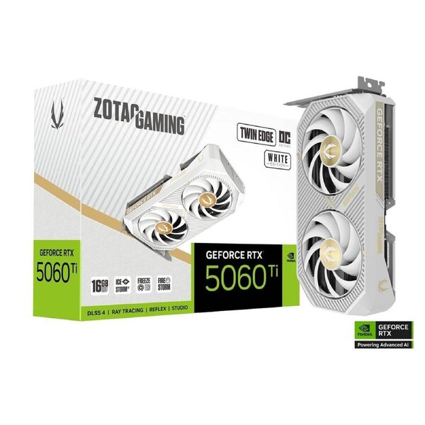 ZOTAC RTX 5060Ti TWIN EDGE OC WHITE EDITION 16GB Graphics Card